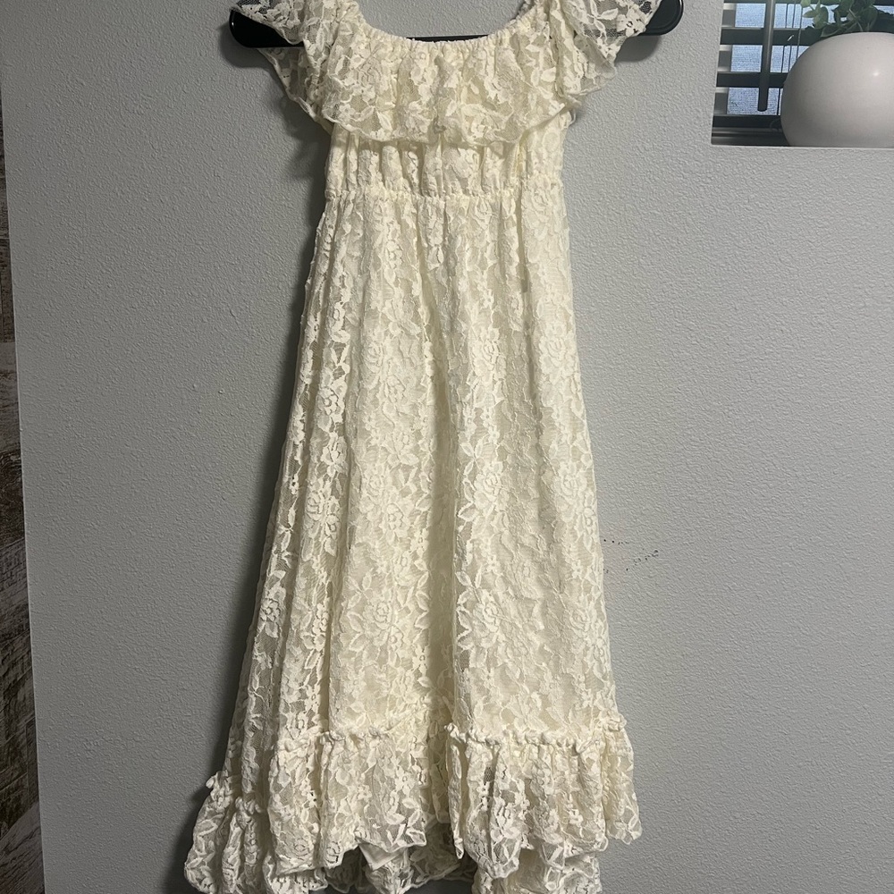 Elegant Cream Lace Kids Dress